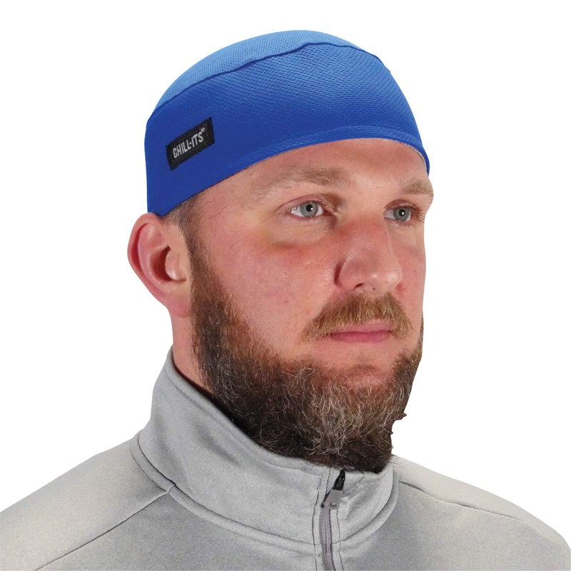 Ergodyne Chill Its 6630 Skull Cap  Lined with Terry Cloth Sweatband  Sweat Wicking Blue - Image 2